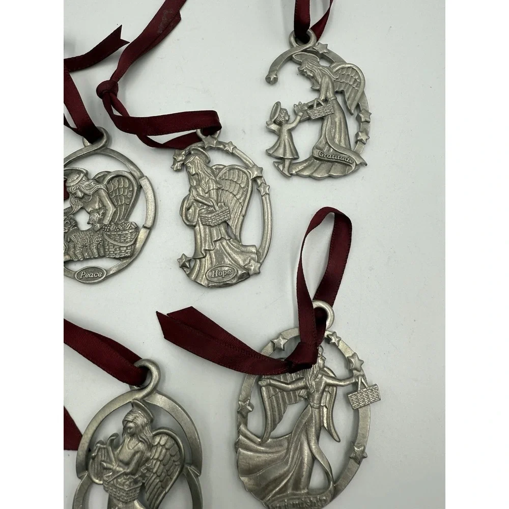Longaberger Baskets Pewter Angels Joy Love Friendship Peace Christmas Lot Of‎ 8